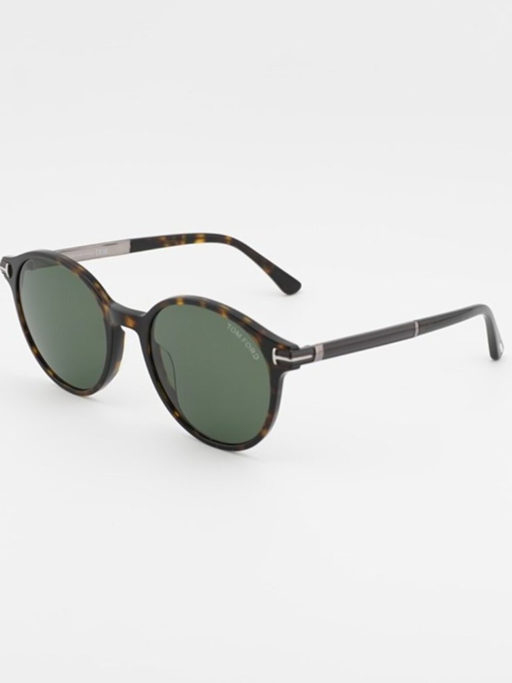 Tom Ford Araki FT1184 52N Sunglasses Dark Havana Round Frame, Green Lenses